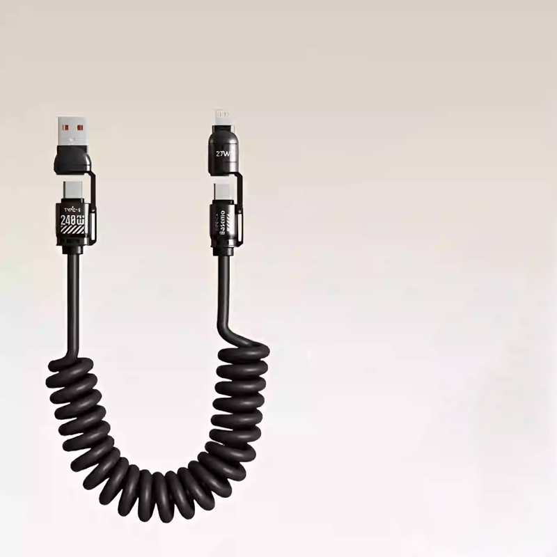 TrustCore 4-in-1 Spring Cable – 240W Ultra-Fast Charging, CarPlay Ready