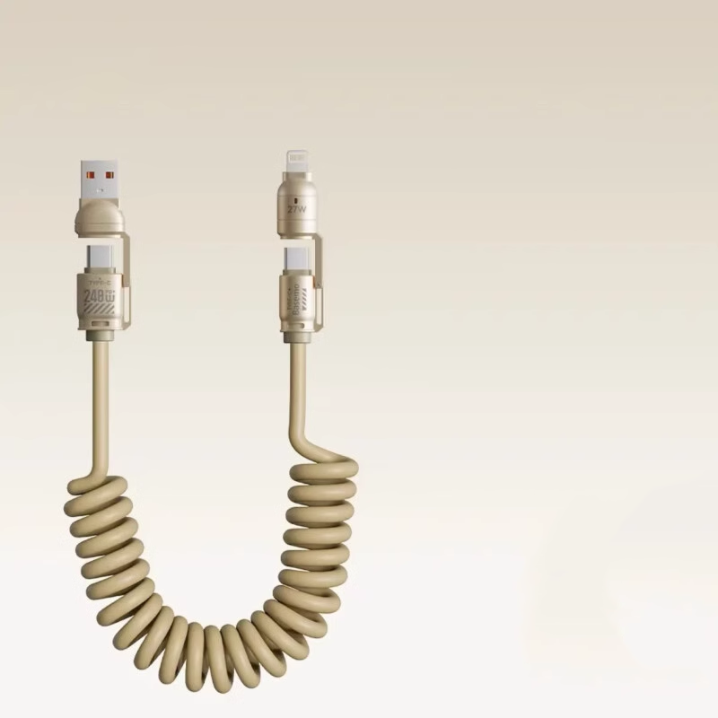 TrustCore 4-in-1 Spring Cable – 240W Ultra-Fast Charging, CarPlay Ready
