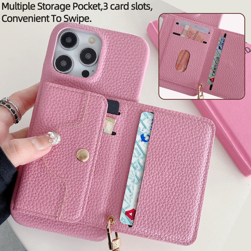 VogueSkin Wallet Case – Premium Leather, Card Holder & Hidden Makeup Mirror