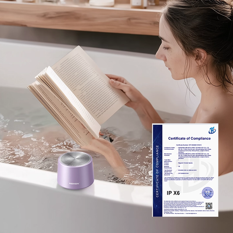 Audelle HaloPod Bluetooth Speaker – Magnetic Alloy Build, Waterproof with Ambient Glow