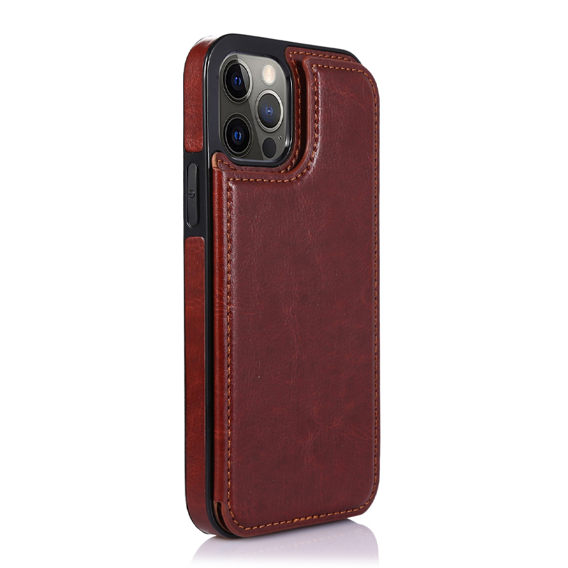 AurumLuxe Flip Wallet Case – Leather Texture, Card Slots & MagSafe Compatible
