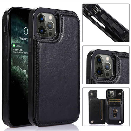 AurumLuxe Flip Wallet Case – Leather Texture, Card Slots & MagSafe Compatible