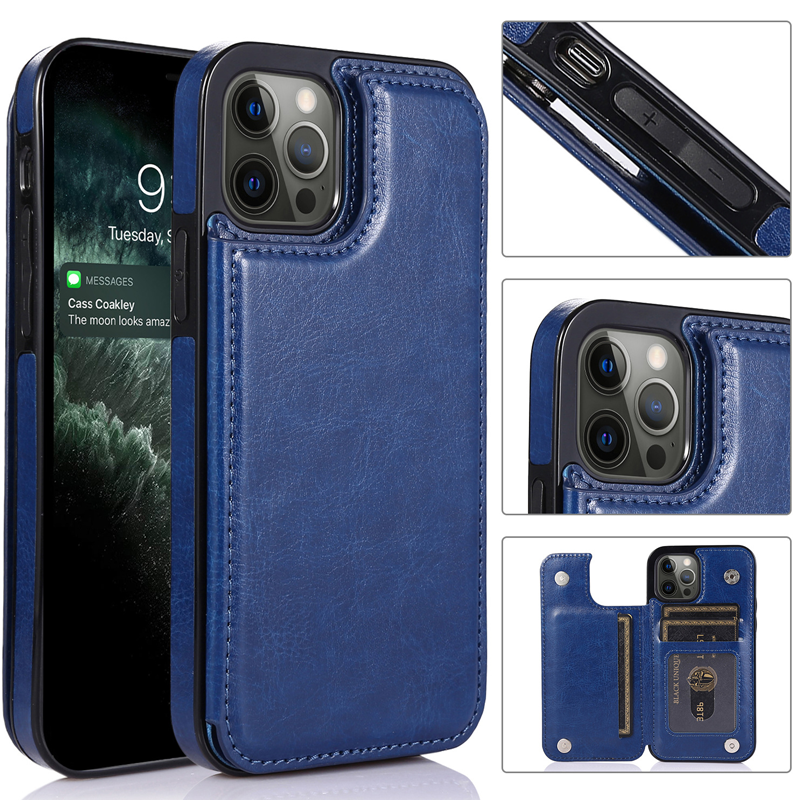 AurumLuxe Flip Wallet Case – Leather Texture, Card Slots & MagSafe Compatible