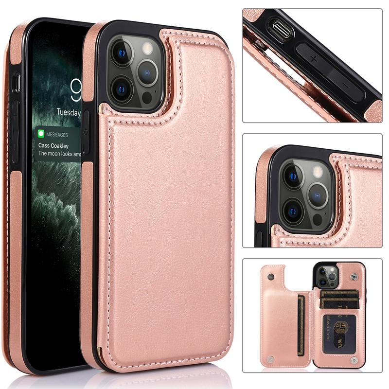 AurumLuxe Flip Wallet Case – Leather Texture, Card Slots & MagSafe Compatible