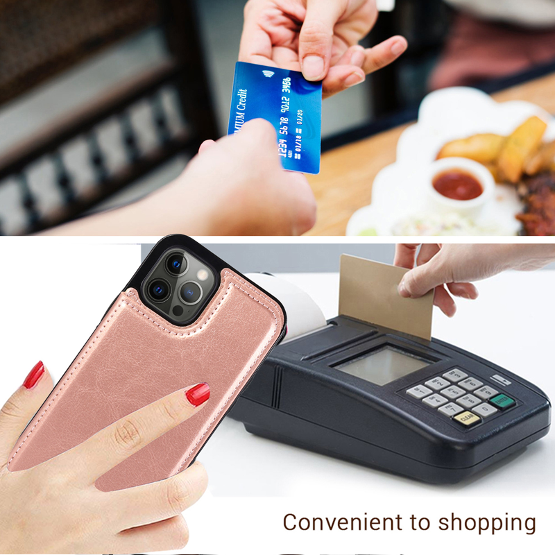 AurumLuxe Flip Wallet Case – Leather Texture, Card Slots & MagSafe Compatible