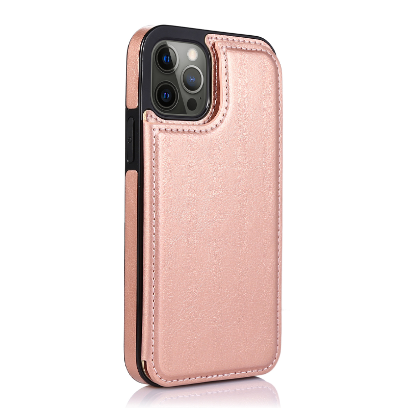 AurumLuxe Flip Wallet Case – Leather Texture, Card Slots & MagSafe Compatible