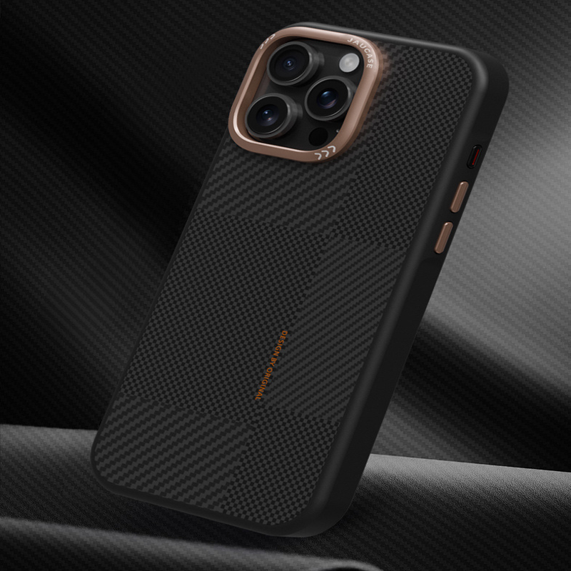 CoreEdge BlackGold Carbon Case – Magnetic Ready & Lens Protection
