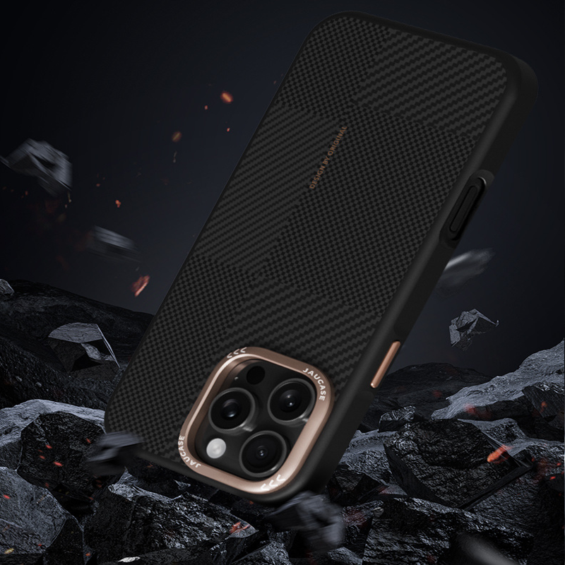 CoreEdge BlackGold Carbon Case – Magnetic Ready & Lens Protection