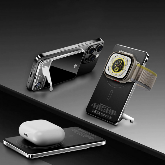 Slim Power Bank with Stand – Magnetic Charging & Power Display