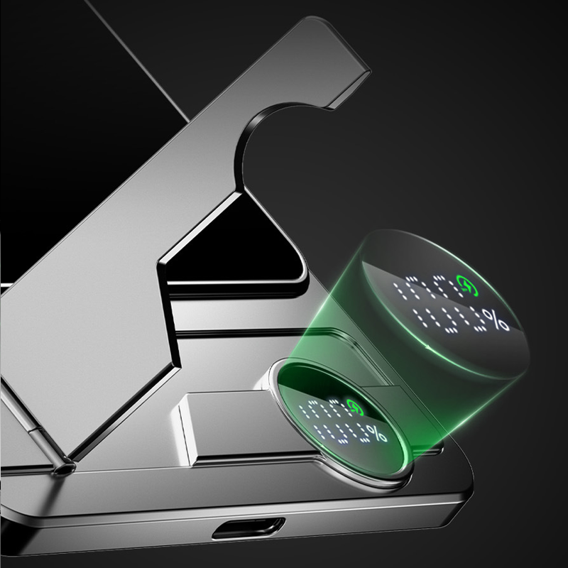 Slim Power Bank with Stand – Magnetic Charging & Power Display