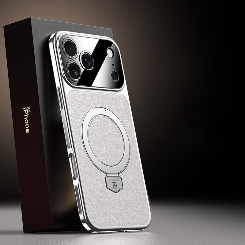 AurumLuxe ProLeather Case – Timeless Texture, Kickstand & MagSafe Support