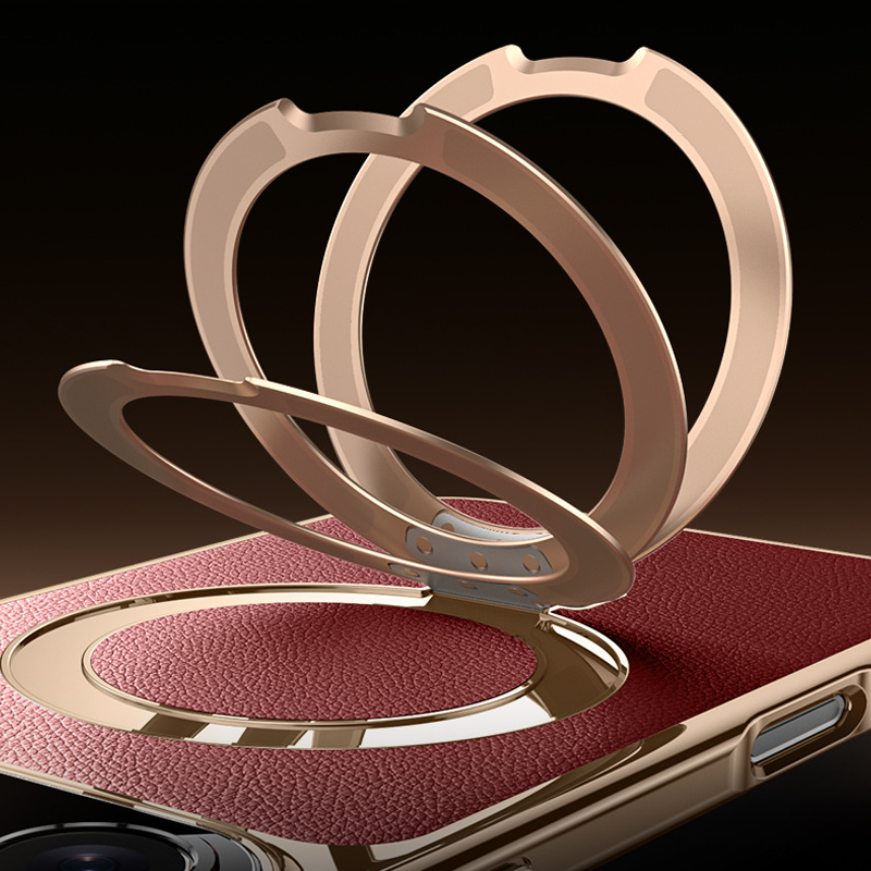 AurumLuxe ProLeather Case – Timeless Texture, Kickstand & MagSafe Support