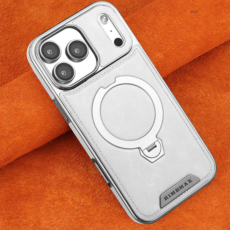 AurumLuxe Leather Kickstand Case – Premium Texture & MagSafe Support