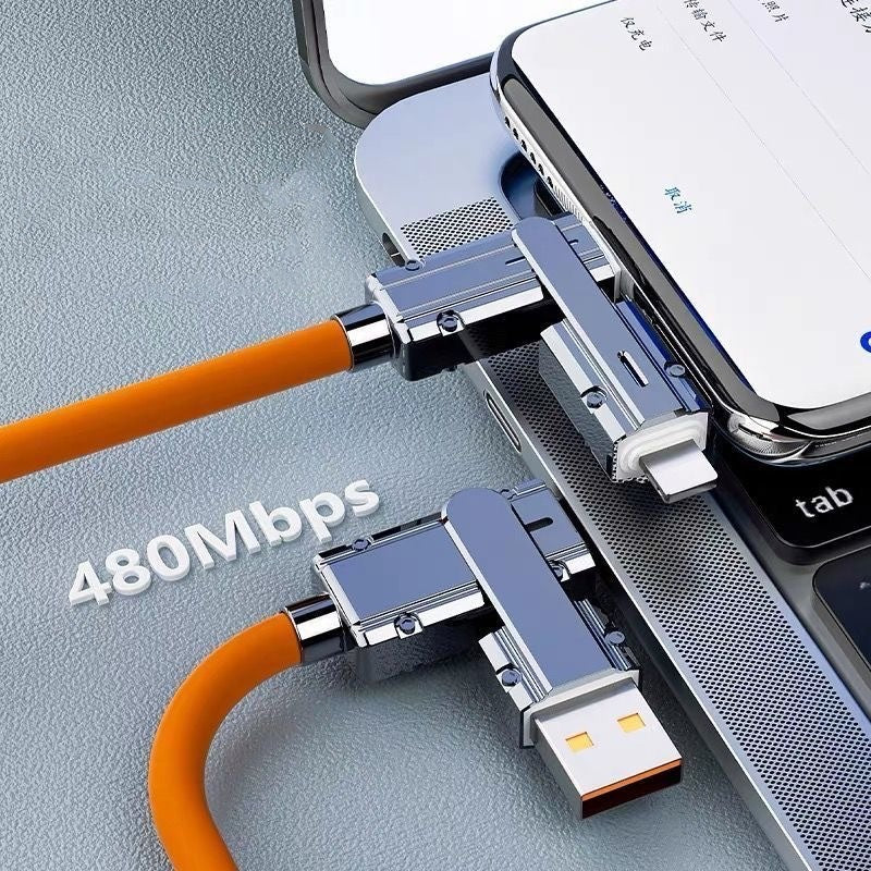 100W Multi-Port Charging Cable - Lightning, Type C, USB A | Fast Charging & Data Sync