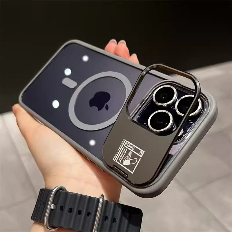 Magnetic Clear Phone Case with Dual Kickstands and Portable Photography