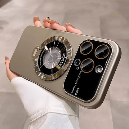 360° Rotatable Magnetic Case with Enhanced Camera Protection and Metal Accents