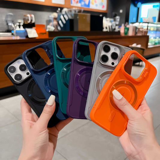 Magnetic Lens Stand Case with Foldable Camera Stand