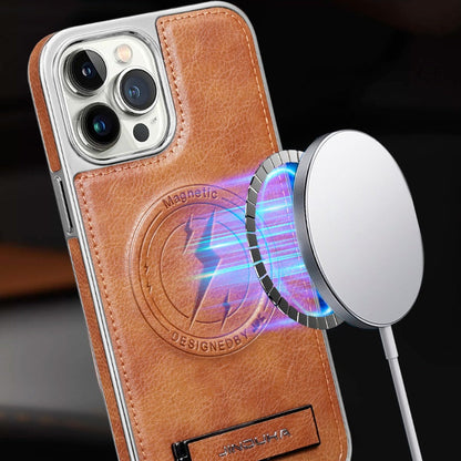 Premium Leather Magnetic Phone Case with Built-in Stand