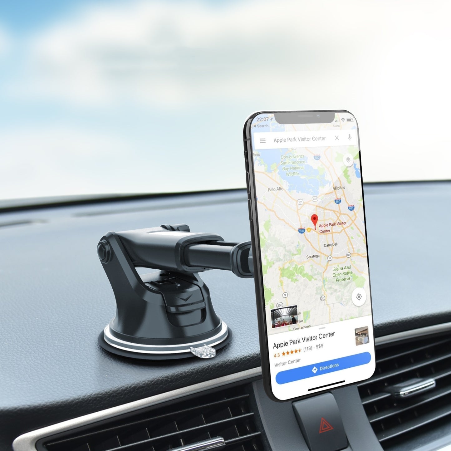 Adjustable Magnetic Car Phone Mount with Suction Cup