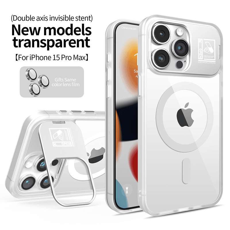 Magnetic Clear Phone Case with Dual Kickstands and Portable Photography