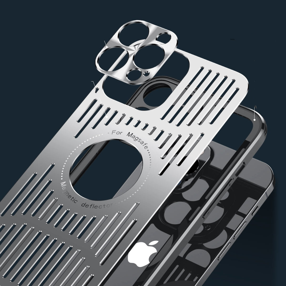 Metallic Hollow Heat Dissipation Phone Case with Magnetic Ring - Durable and Efficient