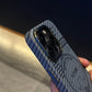 Premium Carbon Fiber Texture Phone Case with Metal Camera Ring Protection and Independent Metal Buttons