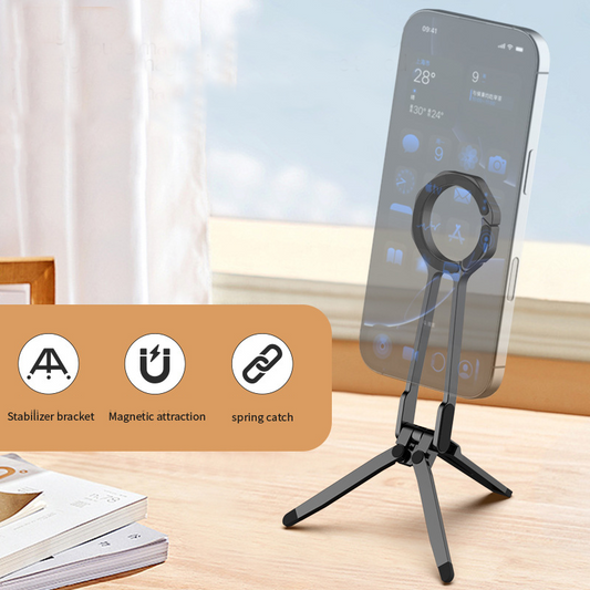 Portable Magnetic Tripod Phone Stand – Carabiner Design for Multi-Function Shooting