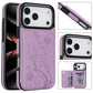 Embossed Butterfly Flower Wallet Case with Card Holder Stand for iPhone