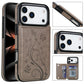 Embossed Butterfly Flower Wallet Case with Card Holder Stand for iPhone