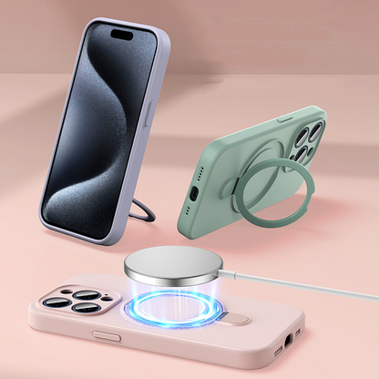 FlexGuard Liquid Silicone Case – Built-in Stand & MagSafe Compatible