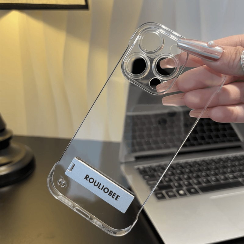 Transparent Semi-Frame Stand Phone Case: Ultra-Thin Design