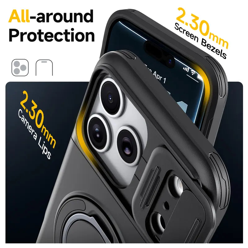 WalletShield Slide Card Holder Case with Magnetic Camera Lens Cover