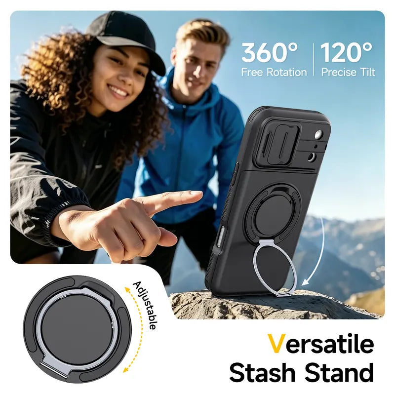WalletShield Slide Card Holder Case with Magnetic Camera Lens Cover