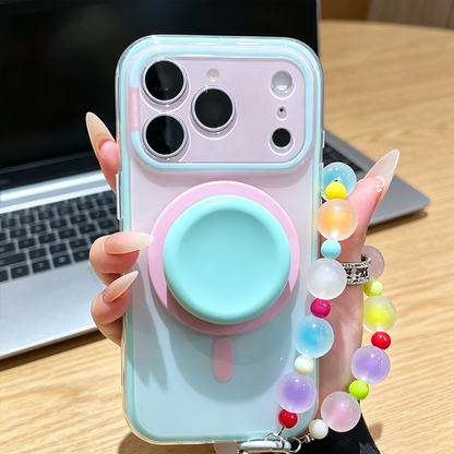 Fashion Gradient Colorblock Magnetic Case with Pop Grip Stand for iPhone
