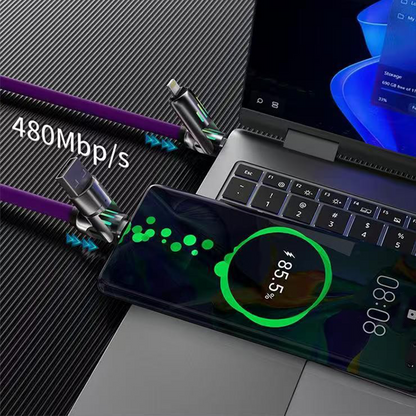GlowCharge™ 240W Multi-Device Charging Cable – 4-in-1 Design with RGB Glow