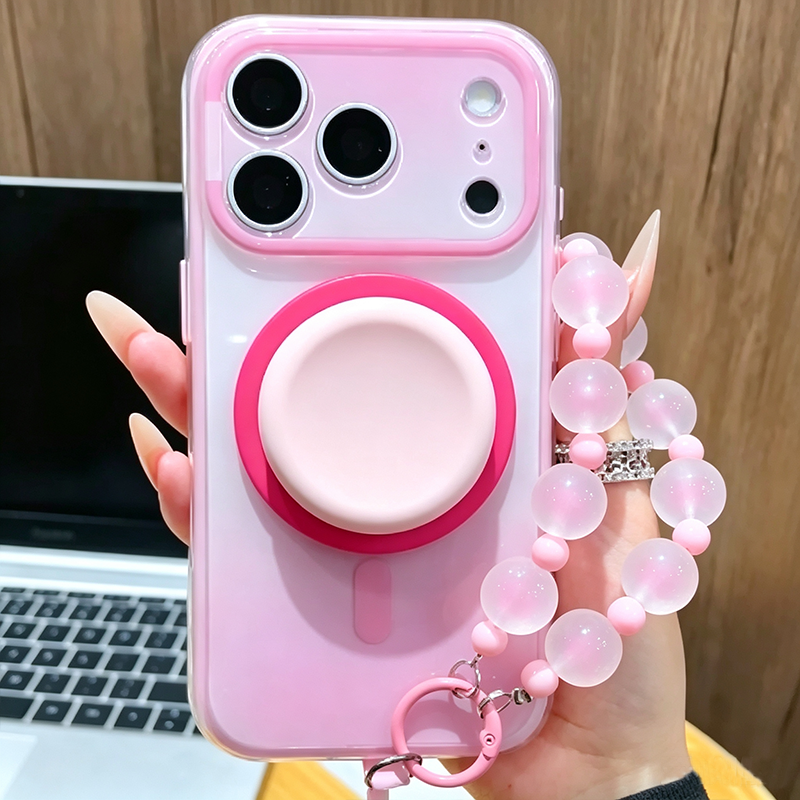 Fashion Gradient Colorblock Magnetic Case with Pop Grip Stand for iPhone