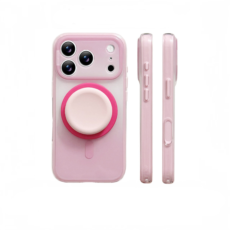 Fashion Gradient Colorblock Magnetic Case with Pop Grip Stand for iPhone