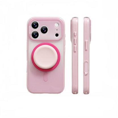 Fashion Gradient Colorblock Magnetic Case with Pop Grip Stand for iPhone