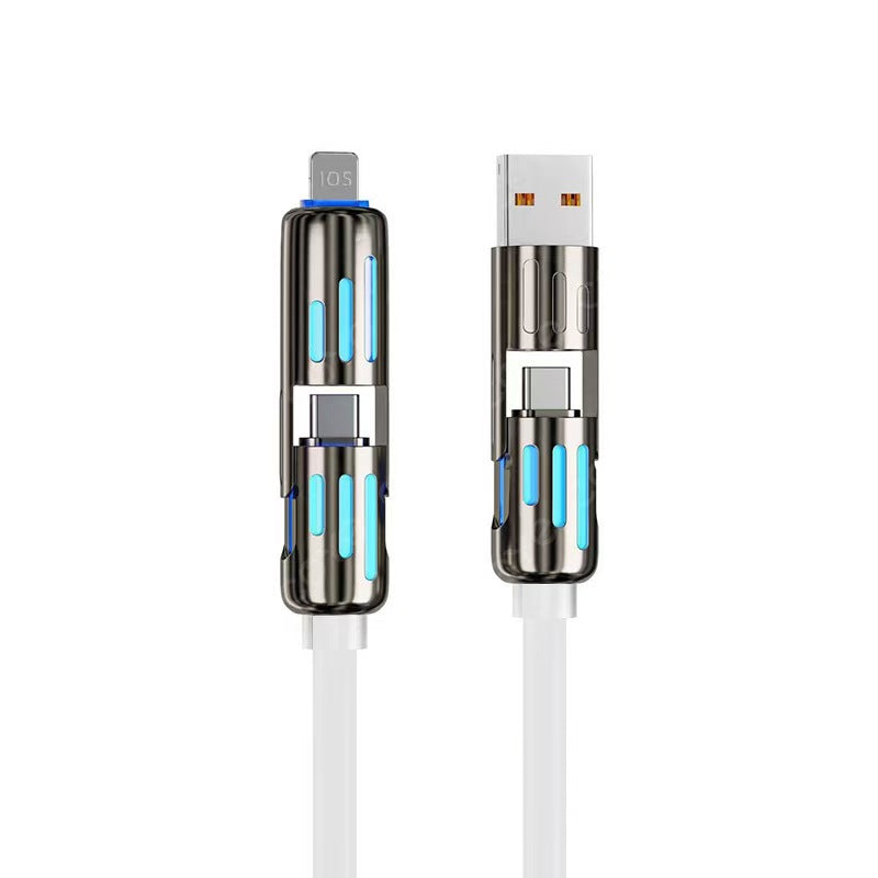 GlowCharge™ 240W Multi-Device Charging Cable – 4-in-1 Design with RGB Glow