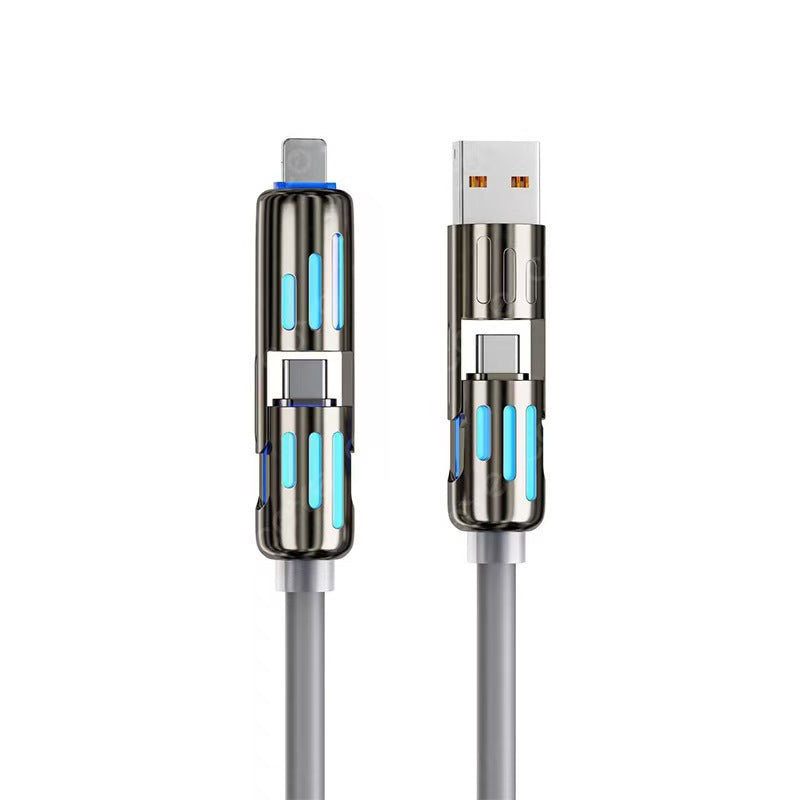 GlowCharge™ 240W Multi-Device Charging Cable – 4-in-1 Design with RGB Glow