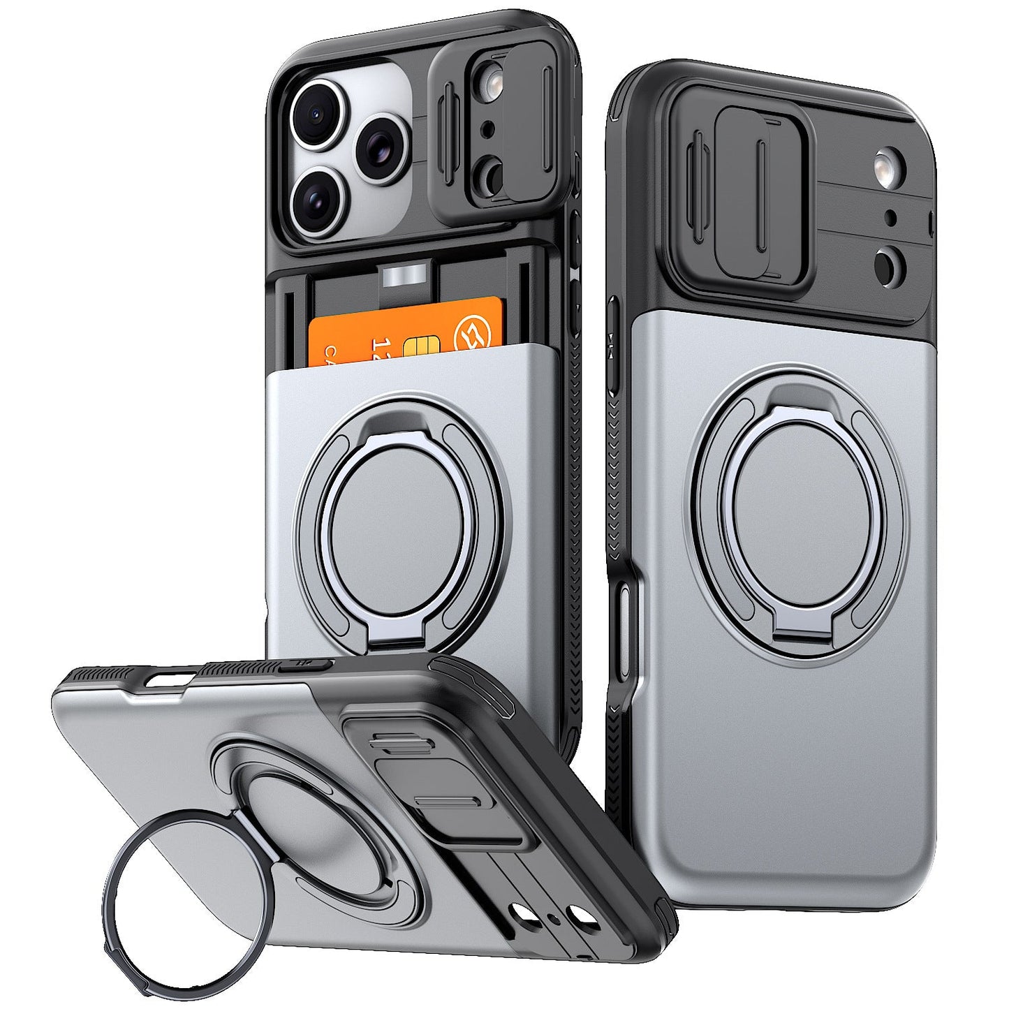 WalletShield Slide Card Holder Case with Magnetic Camera Lens Cover