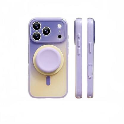 Fashion Gradient Colorblock Magnetic Case with Pop Grip Stand for iPhone