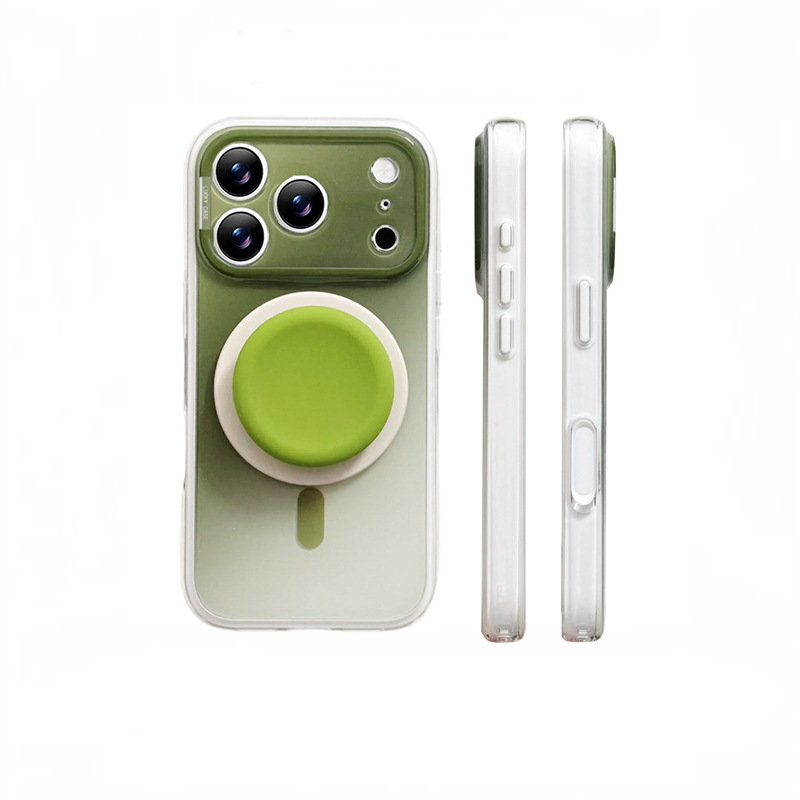 Fashion Gradient Colorblock Magnetic Case with Pop Grip Stand for iPhone