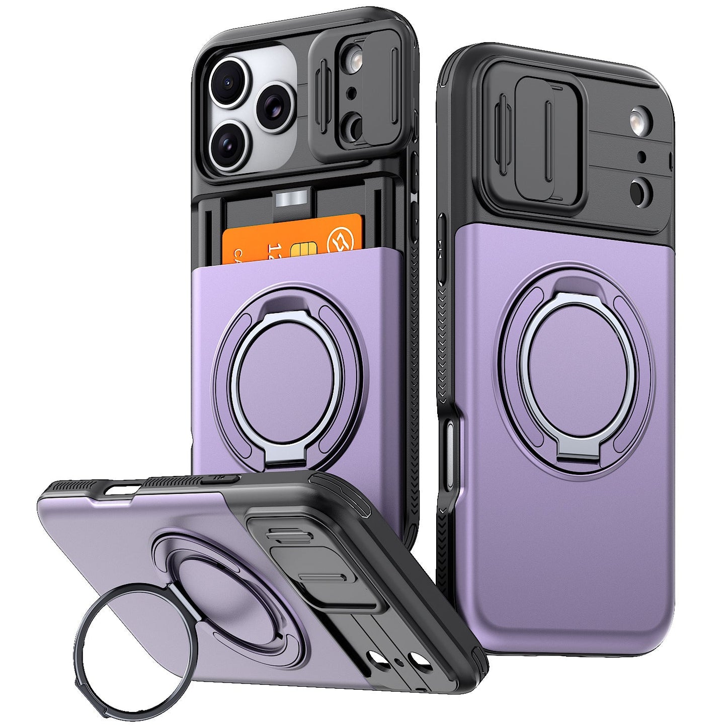 WalletShield Slide Card Holder Case with Magnetic Camera Lens Cover