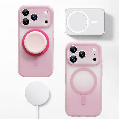 Fashion Gradient Colorblock Magnetic Case with Pop Grip Stand for iPhone