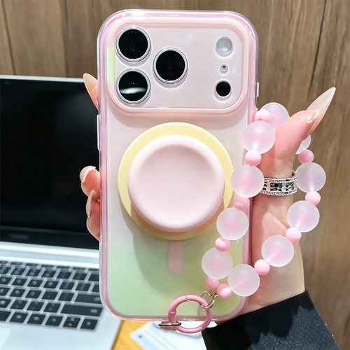 Fashion Gradient Colorblock Magnetic Case with Pop Grip Stand for iPhone