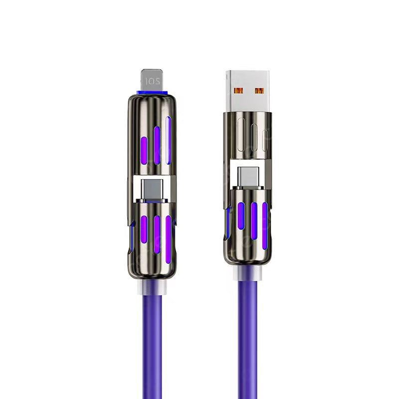 GlowCharge™ 240W Multi-Device Charging Cable – 4-in-1 Design with RGB Glow