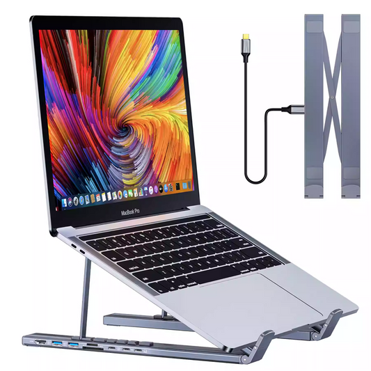 8-in-1 Retractable Laptop Stand Hub – 4K HDMI, USB Ports