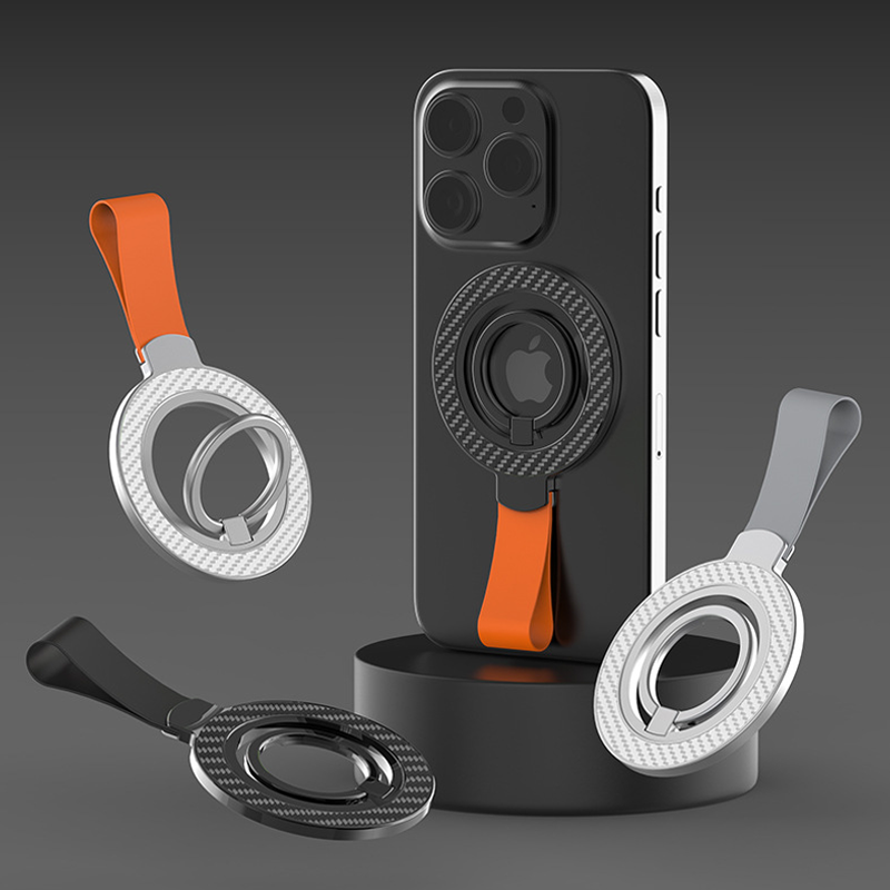 Double-Sided Magnetic Phone Ring Stand:Ultra-thin, foldable, and 360° rotating