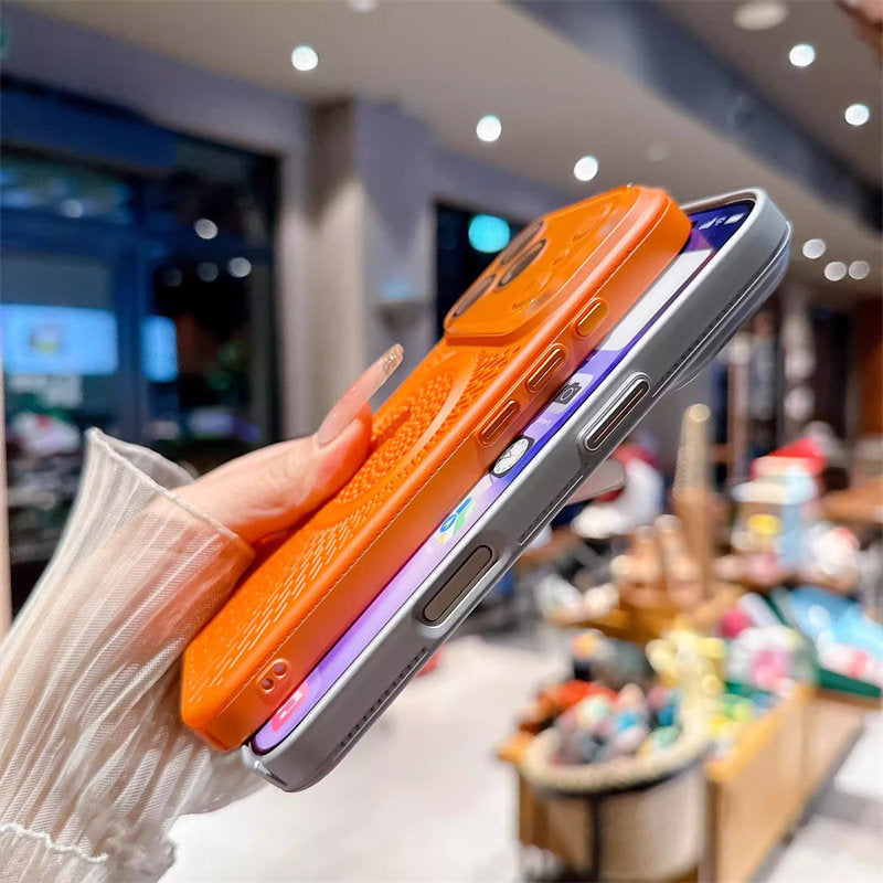 Breathable Mesh Heat Dissipation Magnetic Case with Lens Protector for iPhone